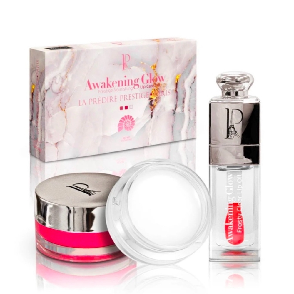 BNWT La Prestige Paris Awakening Glow Lip Trio Scrub Mask Oil Luxury Set - Picture 2 of 9